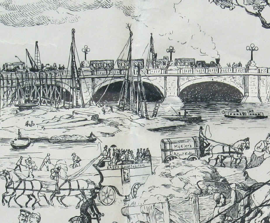 Käses Rundfahrten, Moritz Mädler Patentkoffer, Lombardsbrücke um 1900 in Hamburg