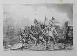 Le Grande Armée Primere Empire, soldats lithographie de Horace Vernet, Paris, Delpech 1821. 