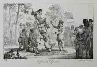 Original lithograph by Jean-Henri Marlet. Paris, C. de Last,  an artistic open air performance with a clown.
