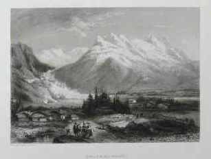 Marmier, Xavier / Rouargue frères - Grindelwald (Ansicht von Grindelwald) Original-Stahlstich von Rouargue frères aus Voyage en Suisse. Paris, Morizot, 1862