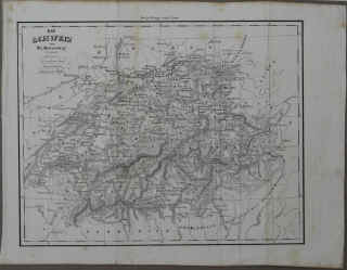 Die Schweiz. Landkarte von Thunot Duvotenay, Geograph. Geogr: Länge von Paris. Original-Stahlstich um 1840.