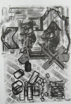 artist Barry Le Va Collaged Lithograph VIII