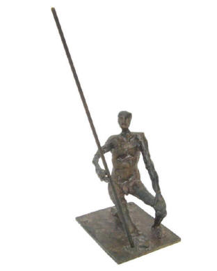 man with spear, bronze sculpture  by the artist  Elke Rehder