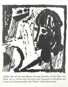 Hellmessen, Helmut, geb. 1924 / Wilder, Thornton "Die Brücke von San Luis Rey". Signiert. Handsignierter Original Linolschnitt von Helmut Helmessen zu Thornton Wilder.