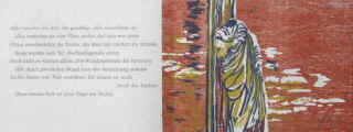 Schefold, Ruth, geb. 1928 / Seneca "Die Zeit". Signiert. Handsignierter farbiger Original Holzschnitt von Ruth Schefold zu Seneca. 