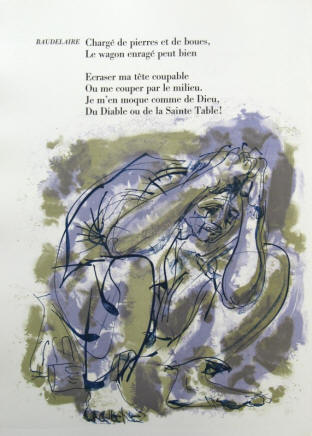 Lithographie Hans Erni, Texte de Baudelaire.