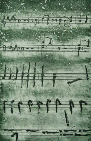 Song by Heinrich Heine - Music by Franz Liszt - Poisoned are my Songs - etching by Elke Rehder