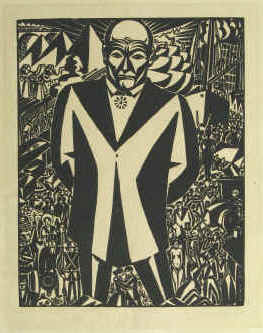 Frans Masereel - Business-man (businessman). Original woodcut published in 1920 for Genius. Signed in the block.