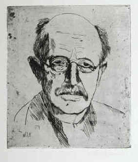 Künstler Walter Julius Küpper: Portrait von Max Planck signiert 1951.