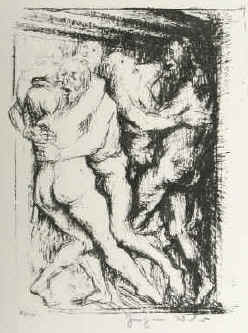 zwei nackte Paare, Original Lithographie Graphikkreis der Neuen Münchener Galerie Dr. Richard Hiepe, signiert und nummeriert. Auflage 100 Exemplare.