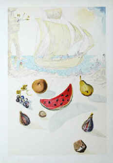 Salvador Dali - Ship and fruits. Paris, SPADEM 1986.