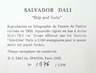 Salvador Dali lithograph - Reproduction en lithographie de l' oeuvre de l' artiste réalisée en 1956. Aquarelle signée en bas à droite. Tirage effectué par les Ateliers "Arts-Litho" Paris. à 2500 exemplaires pour le monde entier sur papier Arches. Chaque exemplaire est numéroté.