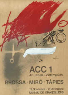 Antoni Tàpies - ACC 1 Art Català Contemporani. Brossa, Miró, Tàpies. Original color lithograph art exhibition 1977 Museu de Granollers.