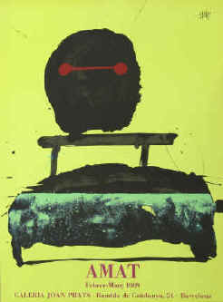 artist Frederic Amat color lithograph. Art exhibition poster 1989. Galeria Joan Prats, Barcelona.