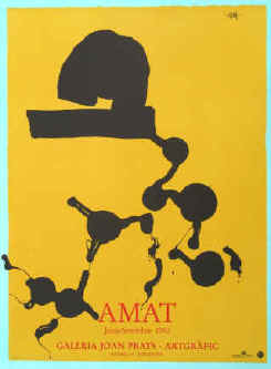 Frederic Amat original color lithograph poster 1992, Joan Prats gallery in Barcelona, Spain.