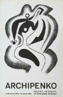 Art exhibition poster - Alexander Archipenko. Original lithograph poster for the exhibition from 17 November 1962 - 10 January 1963 at Erker Galerie St. Gallen.