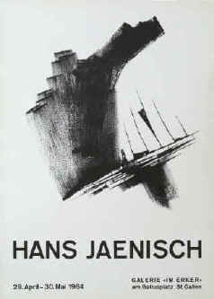 Hans Jaenisch - Original Lithographie. Plakat der Ausstellung 1964 in der Erker Galerie St. Gallen. Druck Erker-Presse St. Gallen. 
