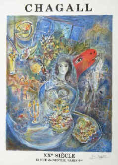 Marc Chagall - Bella's Wedding. Art print by Marc Chagall, published for XXe Siècle, Paris. 
