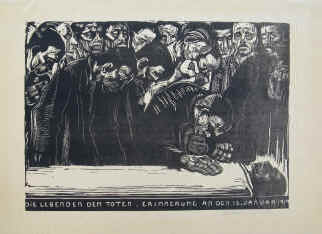  Käthe Kollwitz - Die Lebenden dem Toten. Holzschnitt von 1920 signiert. 
