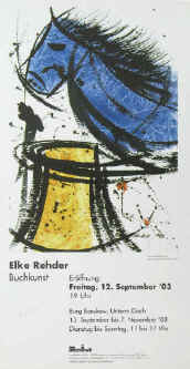 Ausstellungsplakat - Elke Rehder - Buchkunst. 2003  Burg Beeskow. Chess Posters, Schach Plakate, Affiches jeu d'échecs, Carteles de exposición arte y ajedrez.