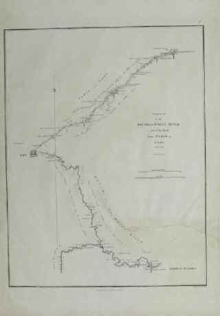 antique print map of the Pay-Ho or White River and of the road from Peking Beijing to Geho 1793.
