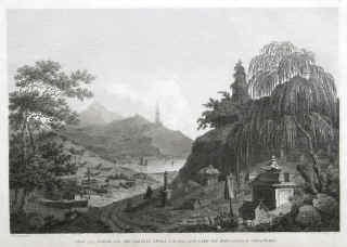 China - antique prints - View of the tower of the Thundering Winds on the borders of the Lake See-Hoo taken from the Vale of Tombs in China. Drawn by William Alexander 1796.
