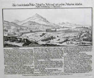 Gesellschaft der Constabler und Feuerwerker Zürich / Bullinger, Johann Balthasar Original Kupferstich von 1771. "Aus dem bekanten Visier-Schuß den Aufsaz auf jede Distanzen zufinden; samt Verbeßerung des Abschußes". Blatt-Format 37,0 x 46,0 cm. Format des Kupferstichs 24,3 x 29,5 cm. Kupferstecher J. B. Bullinger ("fec" - rechts unten im Stich signiert). In Kupfer gestochener Einblattdruck mit Büttenrand. Herausgegeben von der Gesellschaft der Constablern und Feuer-Werckern in Zürich auf das Neue Jahr 1771. 