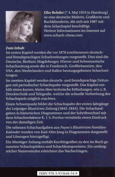 ISBN 978-3-933648-54-9 Schach in Zeitungen des 19. Jahrhunderts, Schachbuch von Elke Rehder