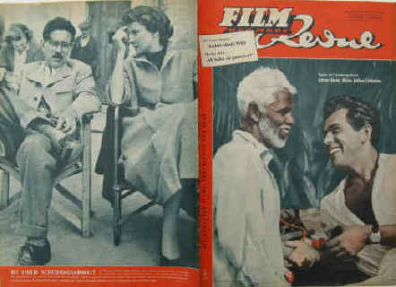 Film und Mode Revue. Die deutsche Filmillustrierte von Rang. Farbige Titelseite mit Adrian Hoven in Indien. 7. Jahrgang Nummer 25 / 1953. Karlsruhe, Neue Verlags-Gesellschaft, 1953. 32 Seiten mit zahlreichen Abb. Großformat: 26,5 x 37 cm. Inhalt u.a Bericht über Walter Giller / Marika Rökk / Dieter Borsche in "Königliche Hoheit" / Hilgegard Knef Interview / Maria Litto in "Blume von Hawaii" / Bericht über Marianne Schönauer / Bericht über Sybil Werden / Martine Carol in "Lukrezia Borgia". Einbandrückseite mit Alida Valli mit Regisseur Soldati. 