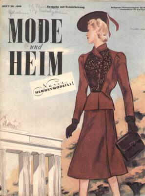 Mode und Heim. Ausgabe mit Versicherung. Versandort Leipzig. Heft 14 von 1939. Neue Herbstmodelle. Verlag Vobach Bernhard Meyer und Curt Hamel, Berlin 1939