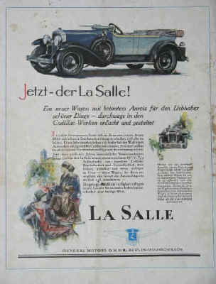 La Salle General Motors Cadillac Automobil Werbung, Berlin 1927.
