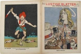  Lustige Blätter politische Karikaturen vom 22. Januar 1917 in Berlin.