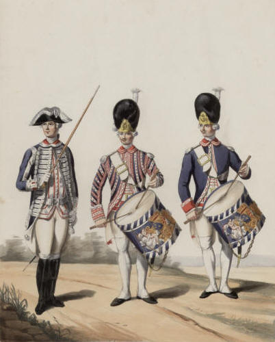 Alfred de Marbot - 1786 - Louis XVI - Régiment des Gardes Françaises. Tambour Major / Tambours, grande et petite tenue
