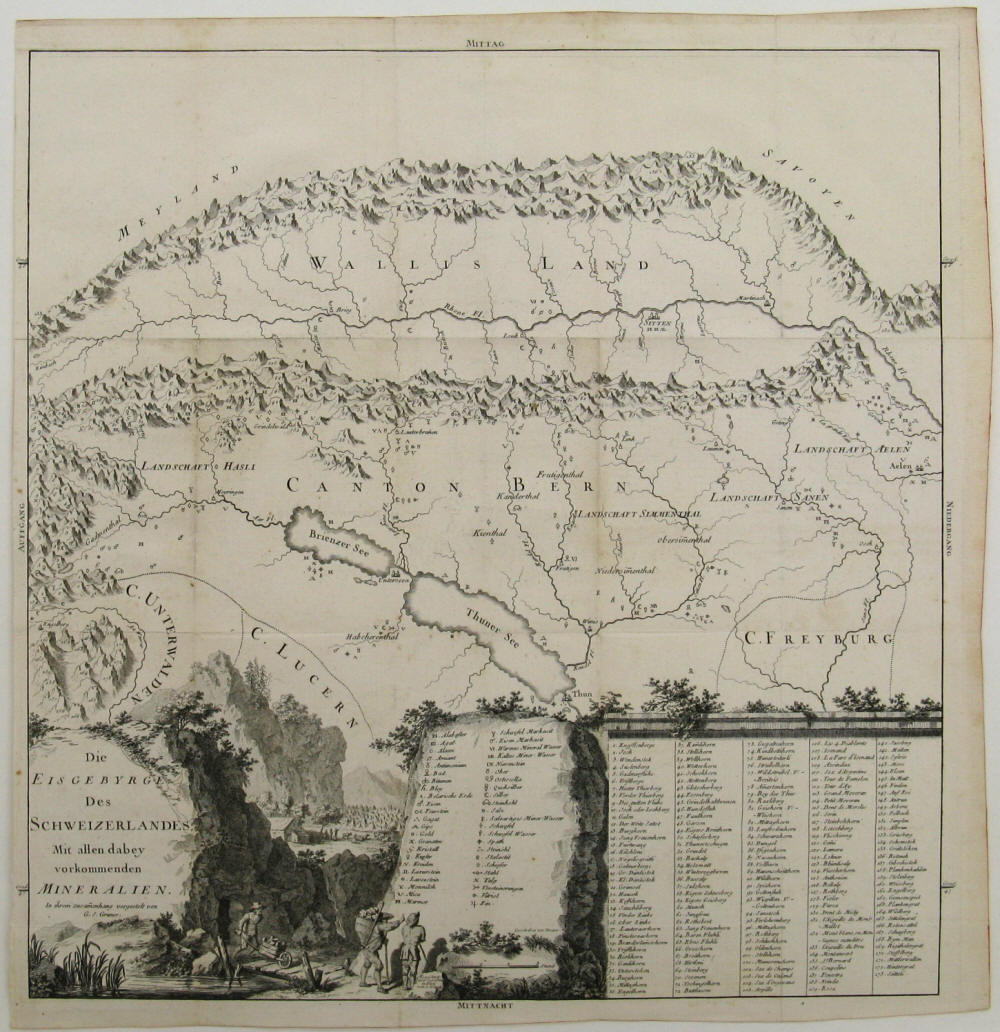 Gottlieb Sigmund Gruner / Adrian Zingg  - Die Eisgebyrge des Schweizerlandes mit allen dabey vorkommenden Mineralien. In ihrem Zusammenhang vorgestellt von G. S. Gruner (westliches Blatt) aus Erster Theil.