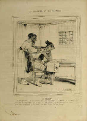 Beaumont, Edouard de / Charivari - "La Civilisation aux Iles Marquises. La Charade ..." Original lithograph out of the magazine Le Charivari by Edward de Beaumont. (Paris), Aubert, 1843.