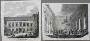 Ansichten der deutschen Buchhändlerbörse in Leipzig um 1844. Leipziger Buchhandel, Börse, Buchhändler