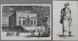 Ansicht der Börse in Leipzig / Ein Auflader. Insgesamt zwei Holzstiche um 1844 Leipzig, Illustrirte Zeitung Verlag von J. J. Weber