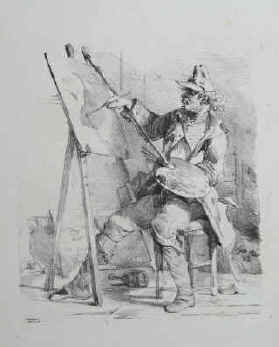un Peintre Classique. an artist painting a pear in his atelier. Lithographie 1833, poire caricature Louis-Philippe.