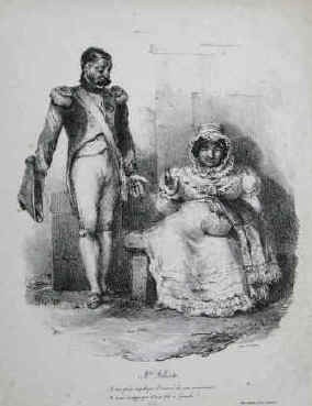  Mademoiselle Félicité, caricature en lithographie de Nicolas-Toussaint Charlet 1825