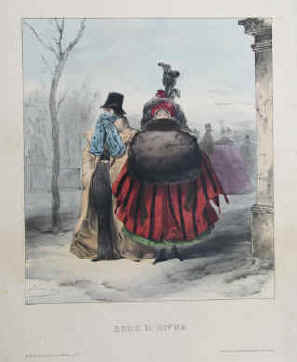 Paris in the time of Cholera - Mode d'hiver lithograph by Numa 1840, Lithographie de Bénard.