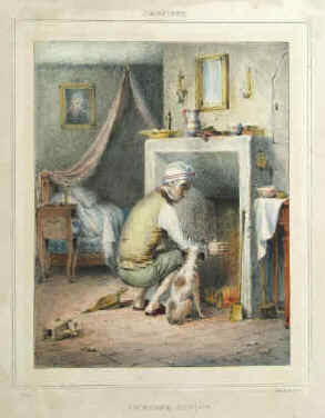 Edmé Jean Pigal 1798 - 1872. Lithographie  Le vieux garçon.  Paris, Delaunois, 1830