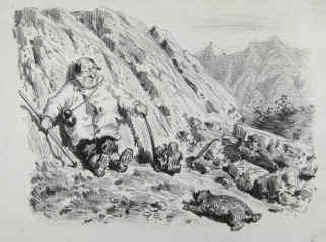  Gustave Doré - César Plumet e un marmotte. Lithogrphie 1851.