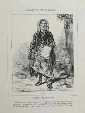 Paul Gavarni 1804 - 1866, Masques et Visages, lithographie Paris 1857