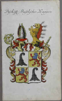 Basel - Bischöffl. Baselisches Wappen. Altkolorierter Original-Kupferstich mit dem Wappen der Bischöfe von Basel. 1732