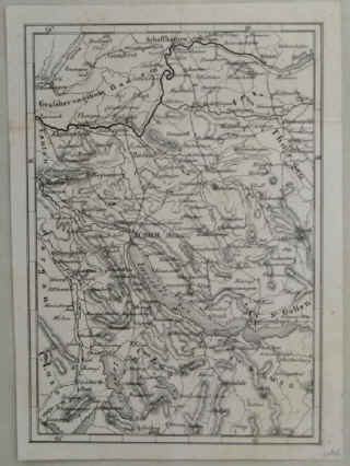  Landkarte vom Zürichsee, Thurgau, Schwyz, St. Gallen, Aargau, Luzern, Großherzogthum Baden, von Schaffhausen bis Luzern, von Baden bis Frauenfeld. Original-Lithographie. Zürich, um 1850