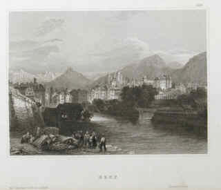 Vieux Genève Suisse, gravure 1850