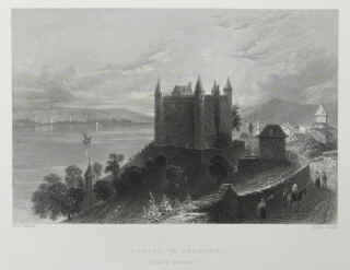 Grandson Castle, Lac de Neuchâtel - William Henry Bartlett engraving, London, Geo. Virtue, 1836