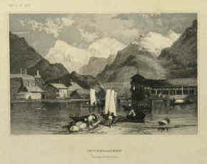 Interlaken in der Schweiz Original-Stahlstich. Hildburghausen, Kunstanstalt Bibliographisches Institut, 1836