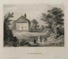 Schwyz - Tell's Kapelle bei Küssnacht (Schweiz) Original-Stahlstich. Hildburghausen, Kunstanstalt Bibliographisches Institut, um 1850