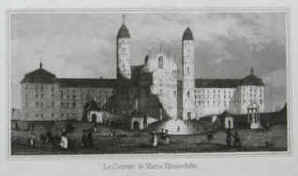 Wallfahrtsbild, Andachtsbild, Gnadenbild. Schwyz - Le Couvent de Maria Einsiedeln Original-Stahlstich. o. O. (Karlsruhe, Kunst-Verlag, W. Creuzbauer) um 1840